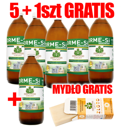 Pakiet 5 butelek krzemu ORME-Si plus 1 butelka ORME-Si gratis plus mydło gratis (1)
